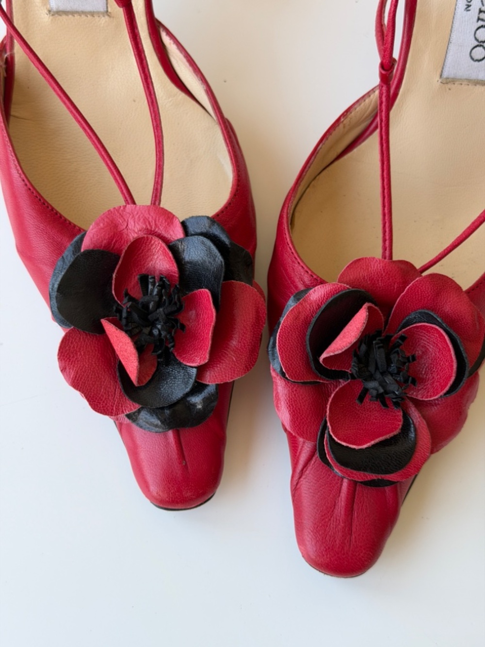 Vintage Jimmy Choo red leather slingback heels IT 39 - Picture 2 of 10